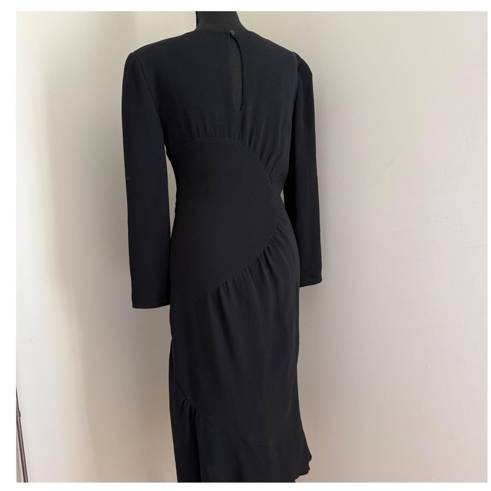 Vtg Valentino Boutique Black Silk Dress Made in Italy Sz10 Asymmetrical flatters - Picture 5 of 16